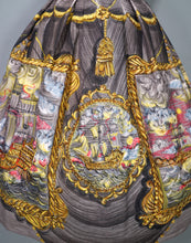 Load image into Gallery viewer, 50s 60s SPORTAVILLE GREY PAINTERLY TALL SHIP NOVELTY PRINT SKIRT - 25-26"