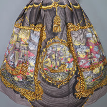 Load image into Gallery viewer, 50s 60s SPORTAVILLE GREY PAINTERLY TALL SHIP NOVELTY PRINT SKIRT - 25-26"