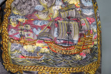 Load image into Gallery viewer, 50s 60s SPORTAVILLE GREY PAINTERLY TALL SHIP NOVELTY PRINT SKIRT - 25-26"