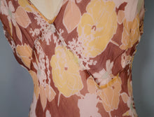 Load image into Gallery viewer, 30s SHEER BROWN BIAS CUT FLORAL CHIFFON MAXI DRESS - S-M