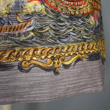 Load image into Gallery viewer, 50s 60s SPORTAVILLE GREY PAINTERLY TALL SHIP NOVELTY PRINT SKIRT - 25-26"