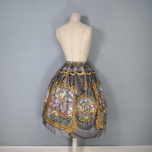 Load image into Gallery viewer, 50s 60s SPORTAVILLE GREY PAINTERLY TALL SHIP NOVELTY PRINT SKIRT - 25-26"