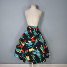 Load image into Gallery viewer, 70s/80s does 50s BLACK PAINTERLY SPLASH PRINT FULL SKIRT - 28"