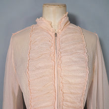 Load image into Gallery viewer, 50s HOWARD LINGERIE SHEER PINK MESH RUCHED BOUDOIR ROBE DRESS - M