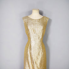 Load image into Gallery viewer, 60s SPARKLY METALLIC GOLD WIGGLE COCKTAIL DRESS - S