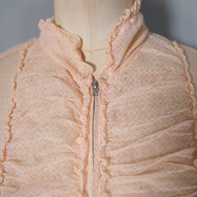 Load image into Gallery viewer, 50s HOWARD LINGERIE SHEER PINK MESH RUCHED BOUDOIR ROBE DRESS - M