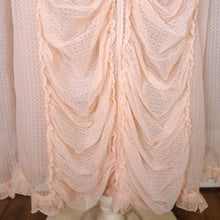 Load image into Gallery viewer, 50s HOWARD LINGERIE SHEER PINK MESH RUCHED BOUDOIR ROBE DRESS - M