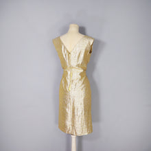 Load image into Gallery viewer, 60s SPARKLY METALLIC GOLD WIGGLE COCKTAIL DRESS - S
