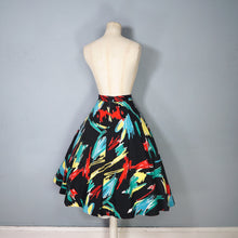 Load image into Gallery viewer, 70s/80s does 50s BLACK PAINTERLY SPLASH PRINT FULL SKIRT - 28"