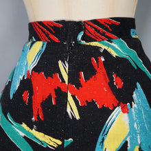 Load image into Gallery viewer, 70s/80s does 50s BLACK PAINTERLY SPLASH PRINT FULL SKIRT - 28"