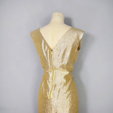 Load image into Gallery viewer, 60s SPARKLY METALLIC GOLD WIGGLE COCKTAIL DRESS - S