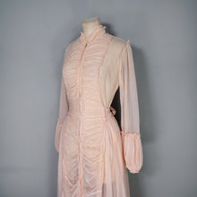 Load image into Gallery viewer, 50s HOWARD LINGERIE SHEER PINK MESH RUCHED BOUDOIR ROBE DRESS - M