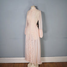 Load image into Gallery viewer, 50s HOWARD LINGERIE SHEER PINK MESH RUCHED BOUDOIR ROBE DRESS - M