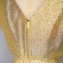 Load image into Gallery viewer, 60s SPARKLY METALLIC GOLD WIGGLE COCKTAIL DRESS - S