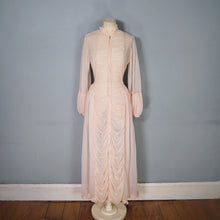 Load image into Gallery viewer, 50s HOWARD LINGERIE SHEER PINK MESH RUCHED BOUDOIR ROBE DRESS - M
