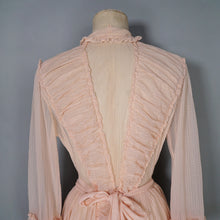 Load image into Gallery viewer, 50s HOWARD LINGERIE SHEER PINK MESH RUCHED BOUDOIR ROBE DRESS - M
