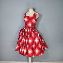 Load image into Gallery viewer, 50s RED CHECK DAY DRESS WITH FULL SKIRT AND POCKETS - XS / PETITE FIT