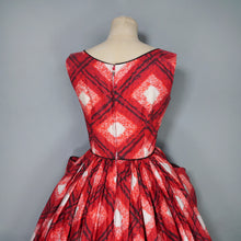 Load image into Gallery viewer, 50s RED CHECK DAY DRESS WITH FULL SKIRT AND POCKETS - XS / PETITE FIT
