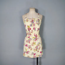 Load image into Gallery viewer, 40s YELLOW SOFT RAYON JERSEY FISH PRINT SWIMSUIT DRESS - S