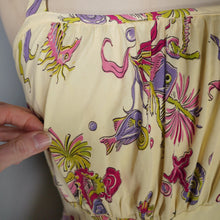 Load image into Gallery viewer, 40s YELLOW SOFT RAYON JERSEY FISH PRINT SWIMSUIT DRESS - S