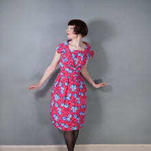 Load image into Gallery viewer, 60s BRIGHT PINK FLORAL DRESS WITH REMOVABLE COLLAR - XS-S