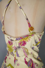 Load image into Gallery viewer, 40s YELLOW SOFT RAYON JERSEY FISH PRINT SWIMSUIT DRESS - S