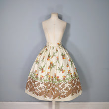 Load image into Gallery viewer, 50s AUSTUMNAL FLORAL DANDELION PALE YELLOW FULL SKIRT - 28&quot;