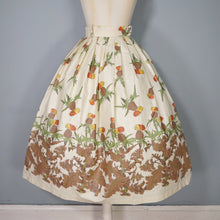 Load image into Gallery viewer, 50s AUSTUMNAL FLORAL DANDELION PALE YELLOW FULL SKIRT - 28&quot;