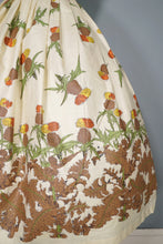 Load image into Gallery viewer, 50s AUSTUMNAL FLORAL DANDELION PALE YELLOW FULL SKIRT - 28&quot;