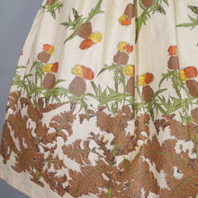 Load image into Gallery viewer, 50s AUSTUMNAL FLORAL DANDELION PALE YELLOW FULL SKIRT - 28&quot;