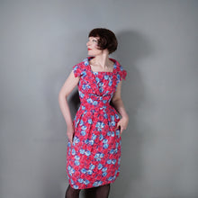 Load image into Gallery viewer, 60s BRIGHT PINK FLORAL DRESS WITH REMOVABLE COLLAR - XS-S