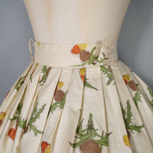 Load image into Gallery viewer, 50s AUSTUMNAL FLORAL DANDELION PALE YELLOW FULL SKIRT - 28&quot;