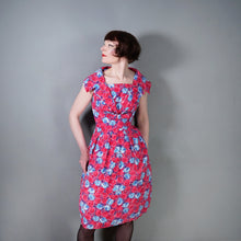 Load image into Gallery viewer, 60s BRIGHT PINK FLORAL DRESS WITH REMOVABLE COLLAR - XS-S