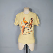 Load image into Gallery viewer, 50s style JAPANESE GROOVIN HIGH YELLOW VINTAGE PRINT T-SHIRT TOP - M