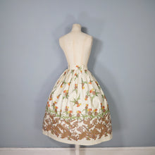 Load image into Gallery viewer, 50s AUSTUMNAL FLORAL DANDELION PALE YELLOW FULL SKIRT - 28&quot;