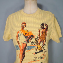 Load image into Gallery viewer, 50s style JAPANESE GROOVIN HIGH YELLOW VINTAGE PRINT T-SHIRT TOP - M