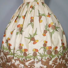 Load image into Gallery viewer, 50s AUSTUMNAL FLORAL DANDELION PALE YELLOW FULL SKIRT - 28&quot;