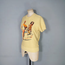Load image into Gallery viewer, 50s style JAPANESE GROOVIN HIGH YELLOW VINTAGE PRINT T-SHIRT TOP - M