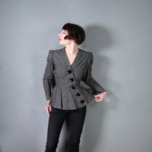 Load image into Gallery viewer, 80s does 50s LANVIN GREY STRIPE SILK BLEND ASYMMETRIC PEPLUM HOURGLASS JACKET - XS