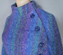 Load image into Gallery viewer, JIMMY HOURIHAN &quot;BORU&quot; 70s BLUE GREEN AND PURPLE LONG WOOL CAPE WITH BELT - S-M