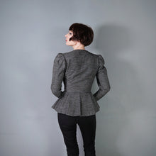 Load image into Gallery viewer, 80s does 50s LANVIN GREY STRIPE SILK BLEND ASYMMETRIC PEPLUM HOURGLASS JACKET - XS