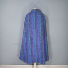 Load image into Gallery viewer, JIMMY HOURIHAN &quot;BORU&quot; 70s BLUE GREEN AND PURPLE LONG WOOL CAPE WITH BELT - S-M