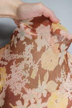 Load image into Gallery viewer, 30s SHEER BROWN BIAS CUT FLORAL CHIFFON MAXI DRESS - S-M