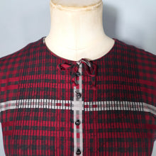 Load image into Gallery viewer, 50s 60s l'AIGLON DARK RED AND BLACK CHECKED FULL SKIRTED DAY DRESS - M