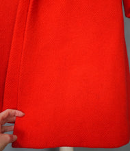 Load image into Gallery viewer, 60s BOLD RED WOOL MOD COAT WITH BUCKLE AND BIG SHEEPSKIN COLLAR -
