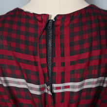 Load image into Gallery viewer, 50s 60s l'AIGLON DARK RED AND BLACK CHECKED FULL SKIRTED DAY DRESS - M
