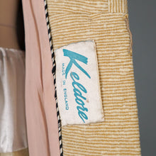 Load image into Gallery viewer, 40s 50s PALE CREAM YELLOW STRIPE FIT AND FLARE PRINCESS AUTUMN COAT - XS-S