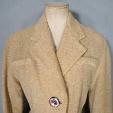 Load image into Gallery viewer, 40s 50s PALE CREAM YELLOW STRIPE FIT AND FLARE PRINCESS AUTUMN COAT - XS-S