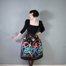 Load image into Gallery viewer, 50s BLACK BIG JIVE DANCERS BORDER PRINT NOVELTY FULL SKIRT - 25&quot;