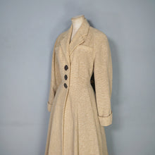 Load image into Gallery viewer, 40s 50s PALE CREAM YELLOW STRIPE FIT AND FLARE PRINCESS AUTUMN COAT - XS-S